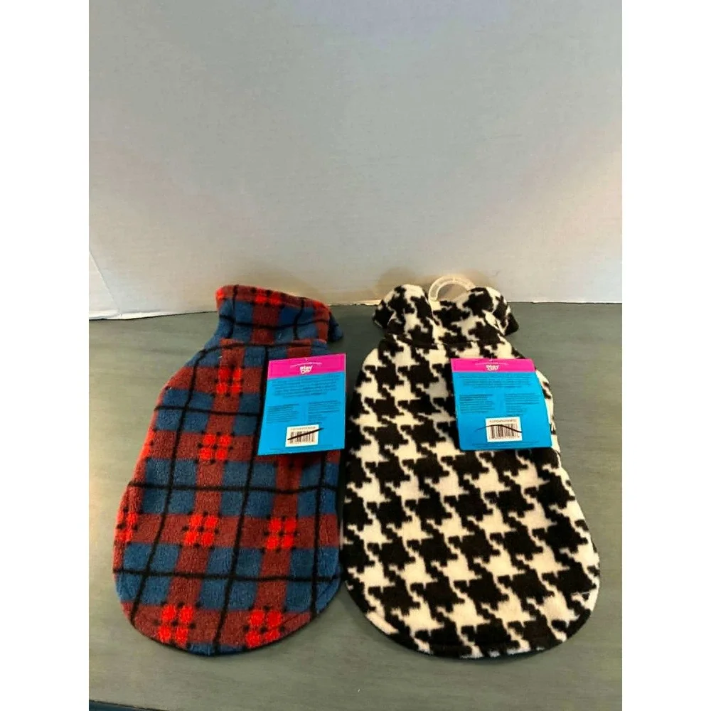 Play On Woof Wear Dog Vests XXXL Multicolor New 2-Pack Plaid Houndstooth Fleece